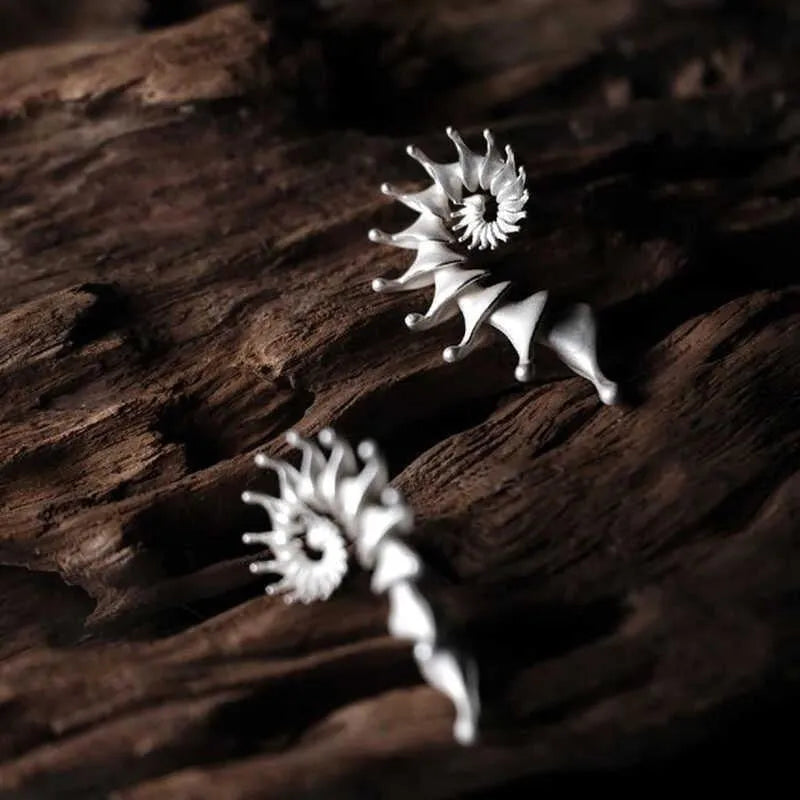 Alloy conch stud earrings with three-dimensional matte electroplated finish and irregular shape