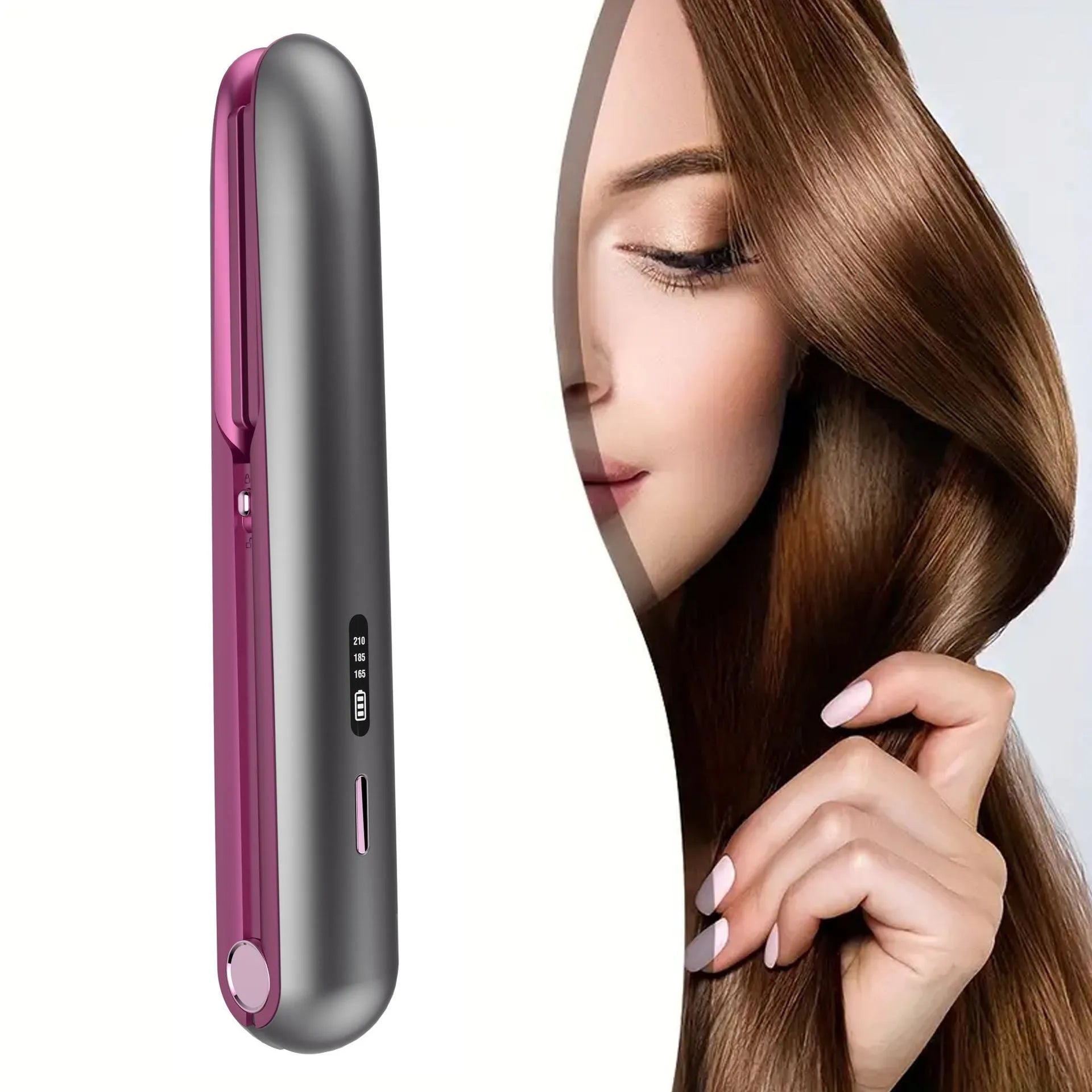 Moon shadow grey wireless small hair straightener with tourmaline ceramic plates