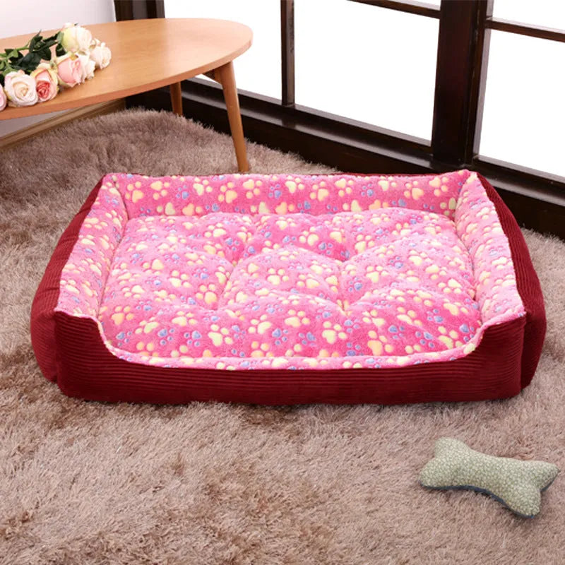 Camel coloured orthopaedic dog bed with 15cm plush foam cushion for small dogs in L size