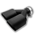 Black carbon fibre car exhaust silencer with double outlet tail pipe, 250mm vehicle modification component