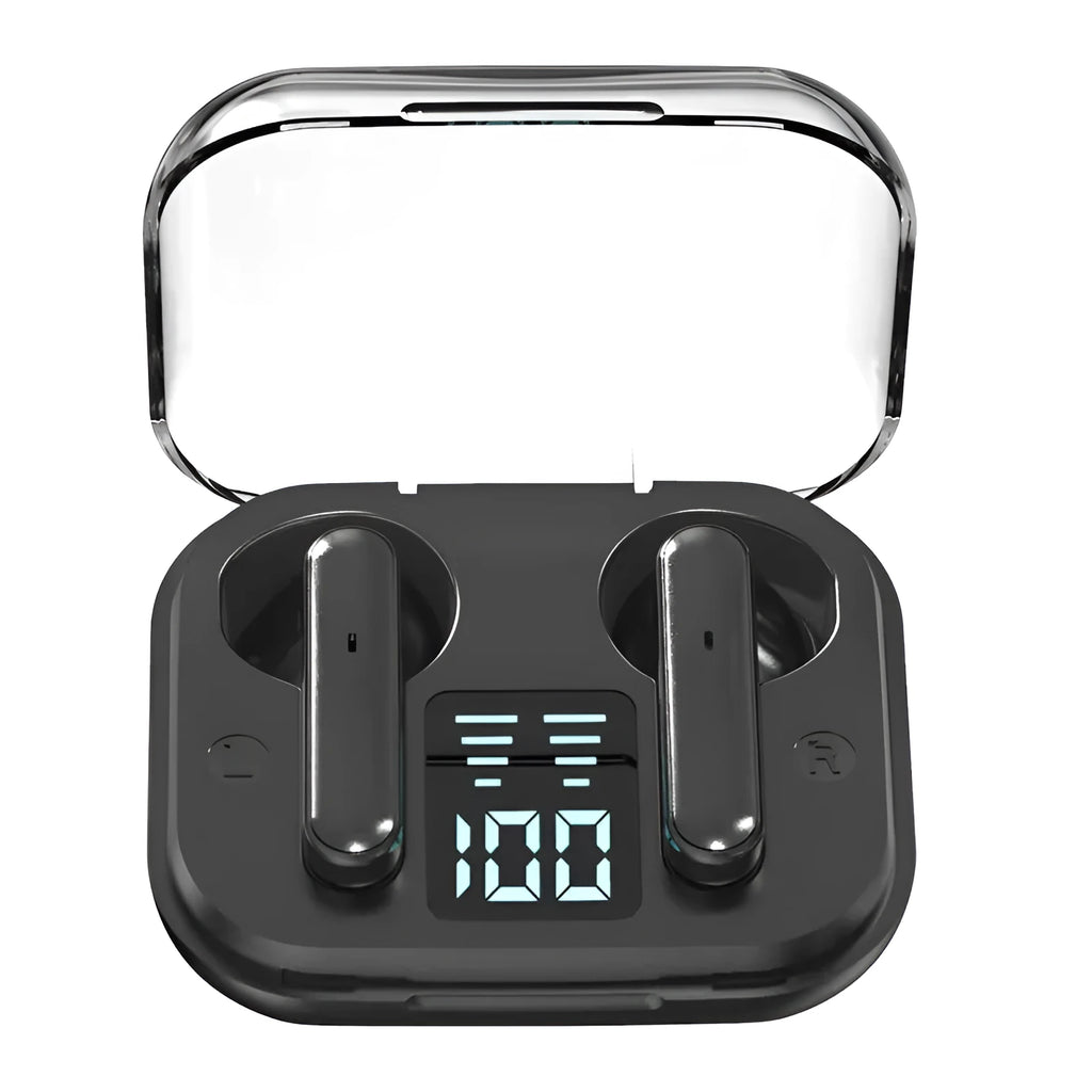 Black standard version sports Bluetooth headset binaural wireless in-ear with stereo sound and battery display