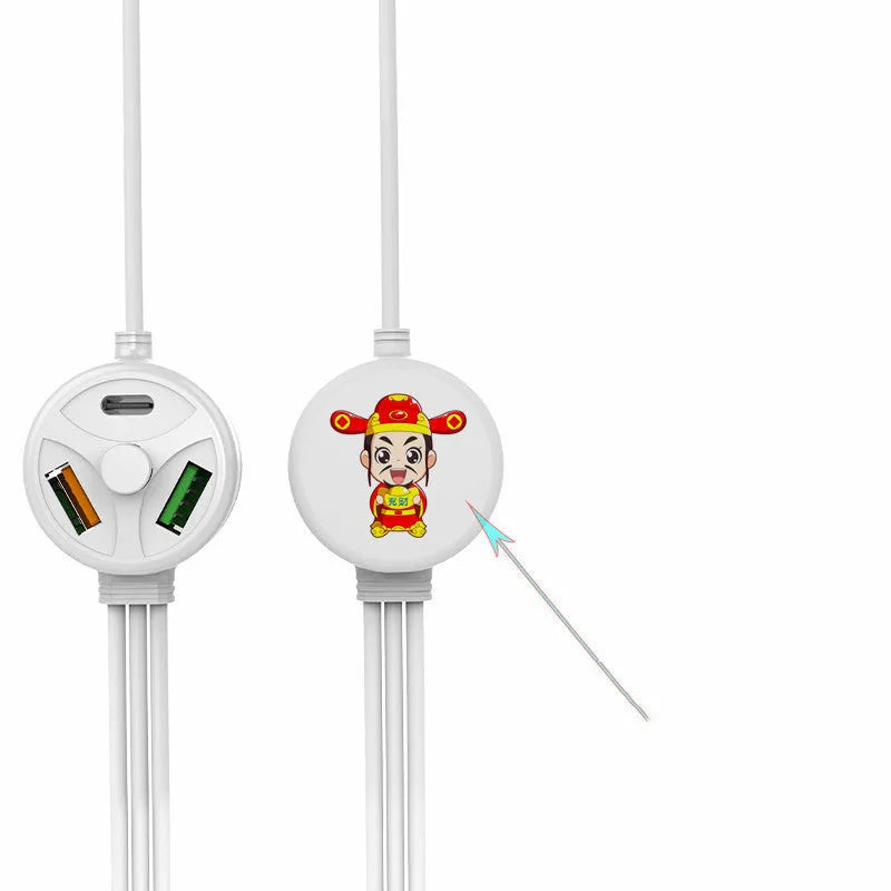 PDPVC mobile phone charging cable with multiple connectors for USB, Micro USB, Mini USB, and TYPE-C ports