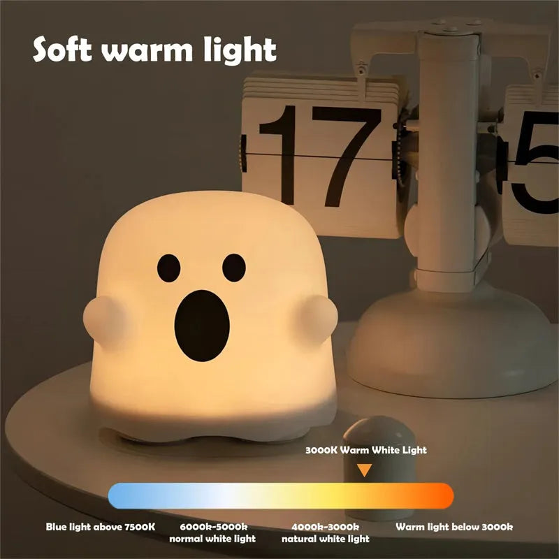 Soft silicone USB rechargeable night light with touch sensor base
