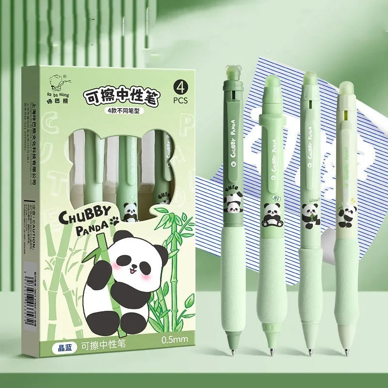 Erasable cartoon press gel pen with retractable 0.5mm tip in various designs