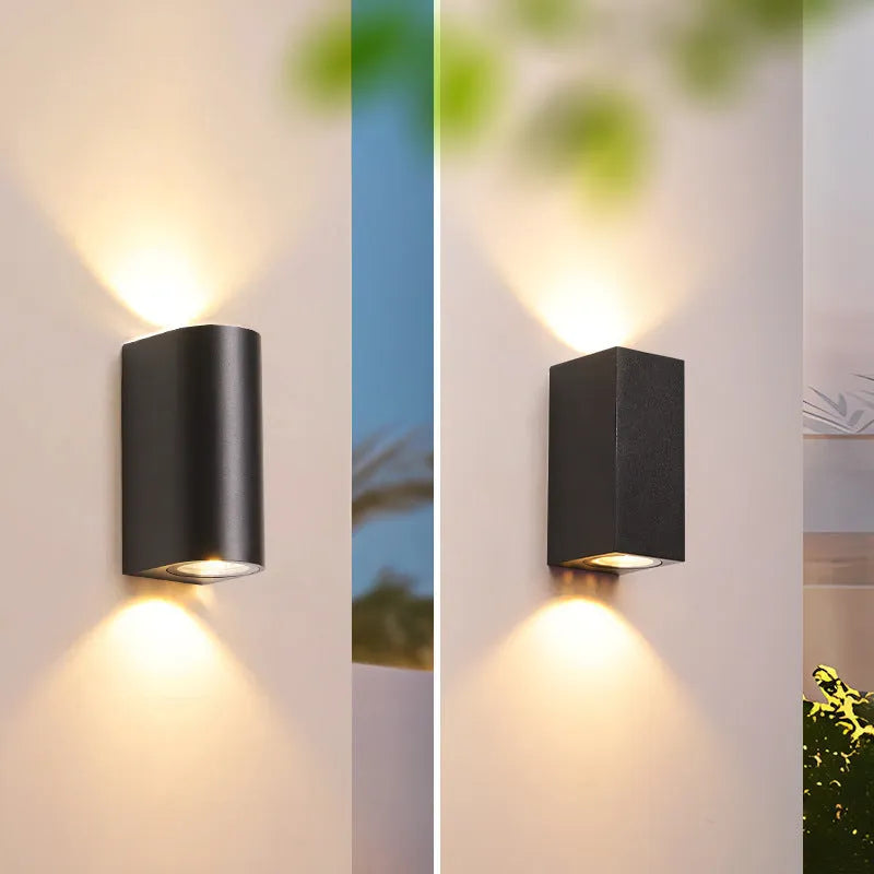 Black square aluminium outdoor waterproof LED wall lamp 5W IP65 rating warm white light
