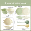 7-piece solid colour ceramic tableware set with modern simplicity design