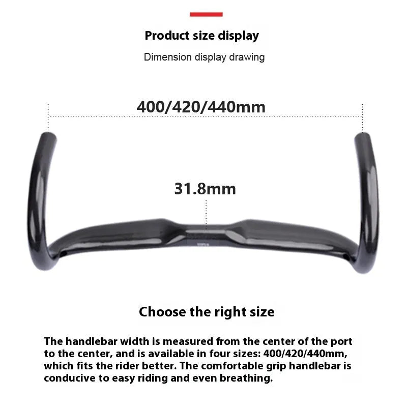 Carbon fibre road bicycle drop handlebar showing UD weave in black, grey, and silver.