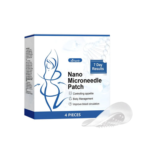 A pack of four white nano microneedle body shaping patches for spot fat reduction.