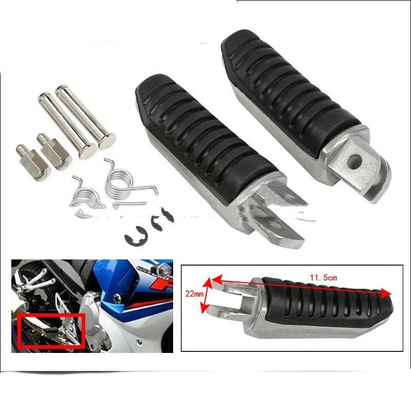 Black aluminium alloy motorcycle footpegs set for Suzuki GSX1300R Hayabusa and V-Strom models