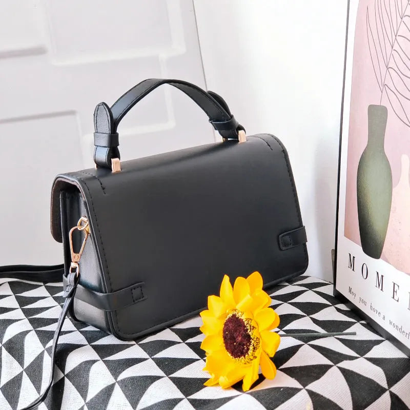 Structured small square PU crossbody bag in apricot with a retro pattern and file compartment.