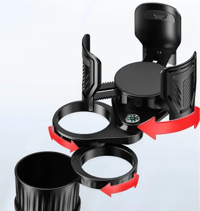 One Point Four carbon fibre black adjustable car drink cup holder with retractable base.
