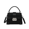 PU leather crossbody bag in horizontal square shape with sewing thread detail, available in seven colours