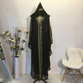 Loose-fit chiffon Muslim robe dress in black, one size, for women