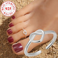 S925 sterling silver adjustable toe ring with gemstone inlay for women, available in multiple colours