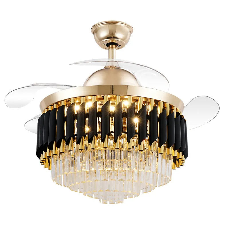 Crystal chandelier ceiling fan light with remote control in 42 inch and 48 inch size options