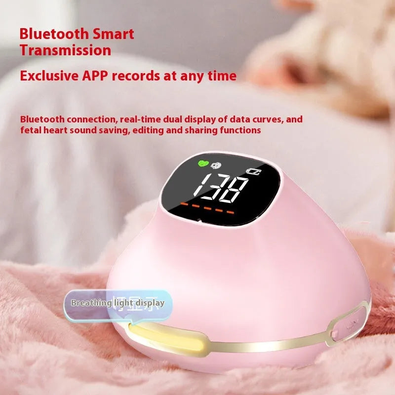 One-piece maternity home foetus ECG monitor in pink with USB charging cable for portable fetal heart rate monitoring