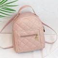 Hard shell white Korean style embroidered girls backpack with soft handle on a square background.