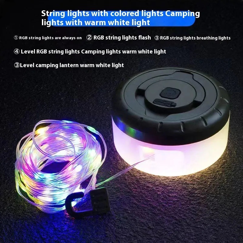 8 metre long USB rechargeable outdoor LED string lights in warm white or colourful light colours