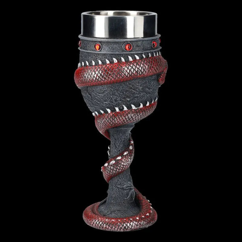 Chinese dragon design 3D stainless steel red wine glass with 200ml capacity in red or gold colour