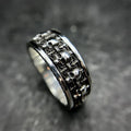 Alloy skull ring unisex gothic retro geometric jewellery silver tone