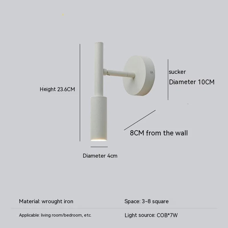 Modern wrought iron wall lamp in black or white with three colour light options