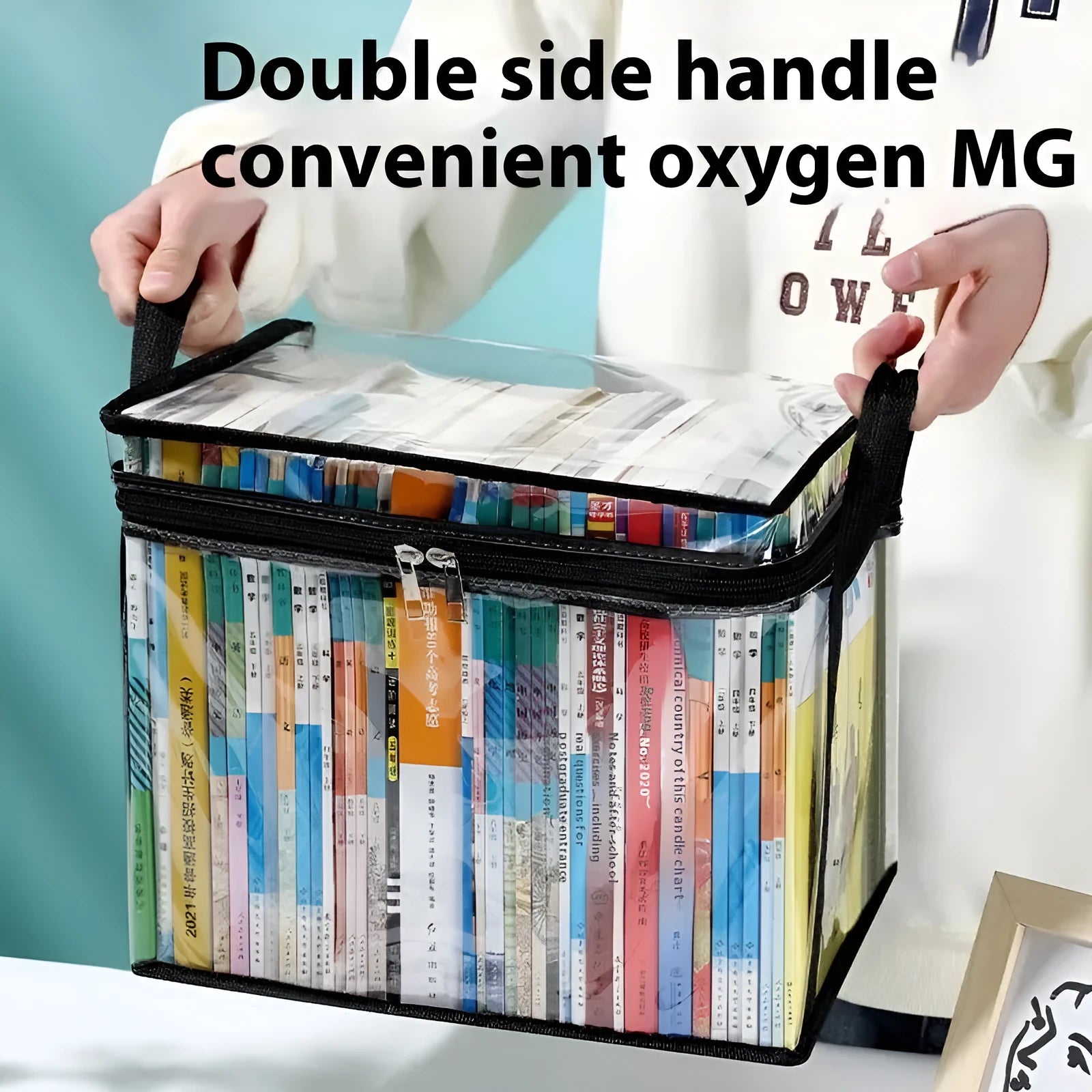 Large white foldable water buggy bag with transparent side panels showing 24L capacity.