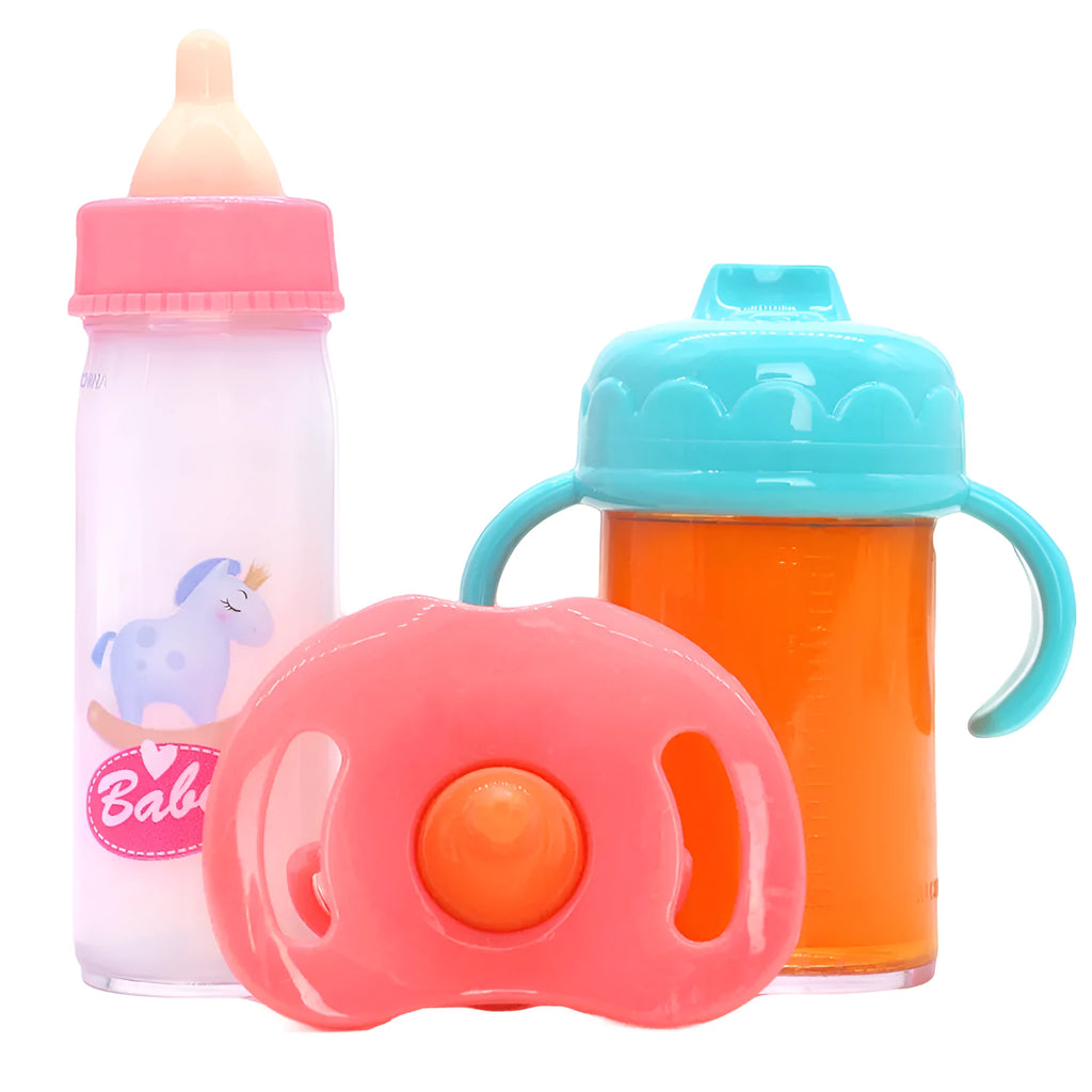 Plastic doll bottle nipple toy accessory set in bear blue combination for 14-18 inch dolls