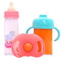 Plastic doll bottle nipple toy accessory set in bear blue combination for 14-18 inch dolls
