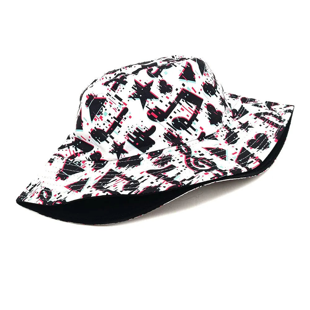 Musical note pattern printed polyester bucket hat with dome crown style