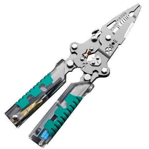 Electrician's pointed pliers and wire stripper with rust prevention in 215mm or 225mm sizes