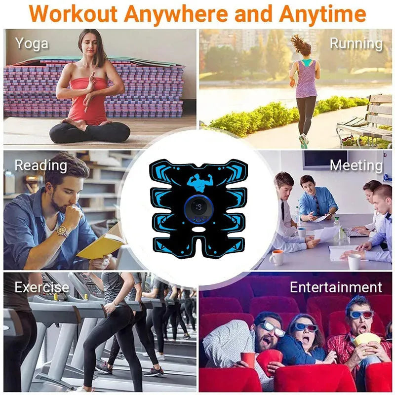 EMS8 rechargeable abdominal muscle trainer three-piece set with gel pads for home and travel use