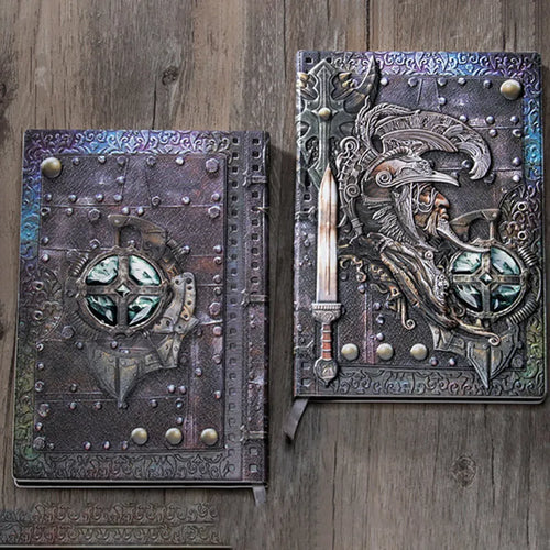 A5 leather notebook with embossed 3D Warriors design on the cover, shown in bronze colour.