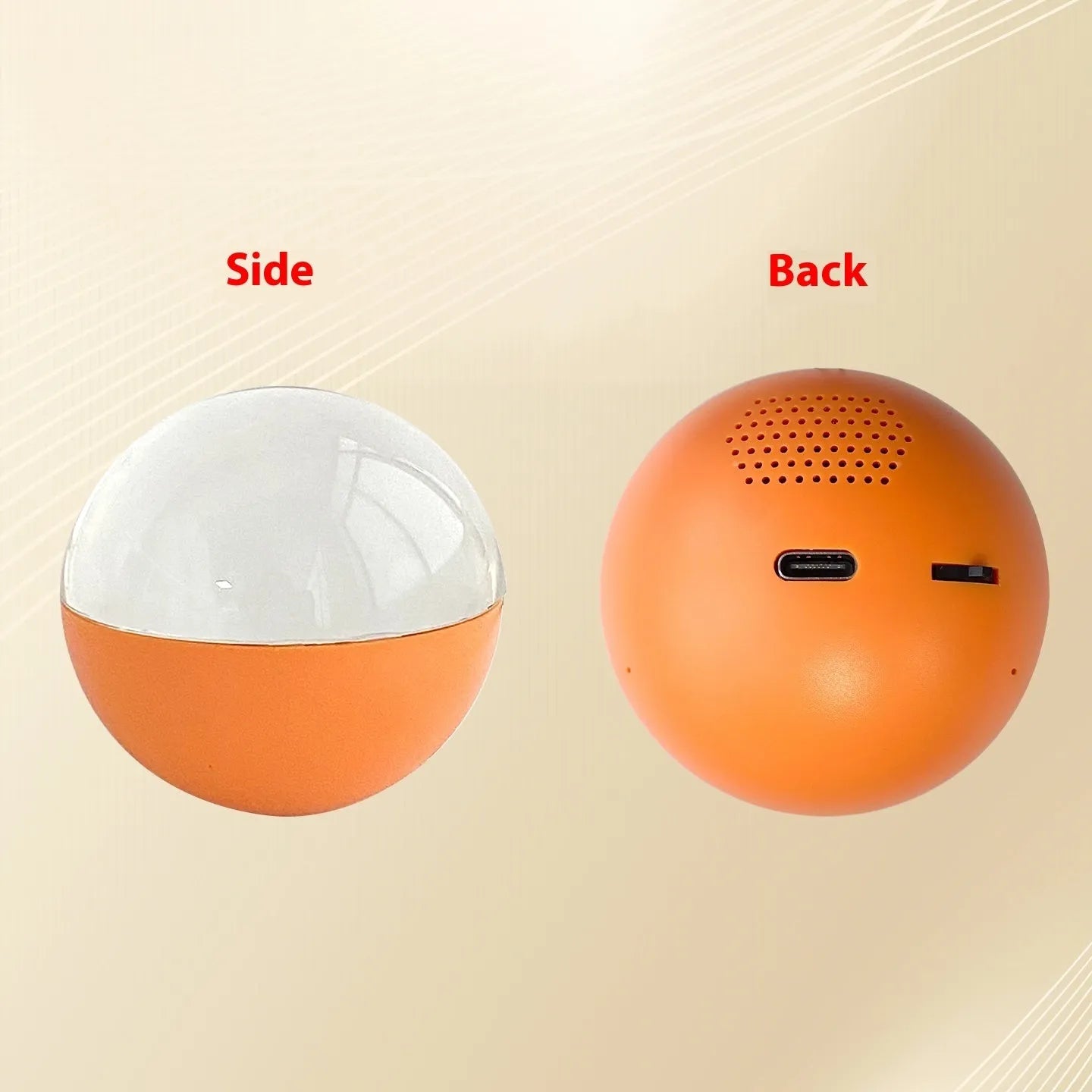 Electronic ball video player with round screen showing video playback