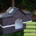 Black waterproof outdoor cat house with reflective striped sunroof, Oxford cloth and PE polypropylene hollow sheet pet bed