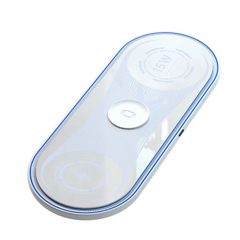 Flat 3-in-1 wireless charger with ambient light indication function White colour option