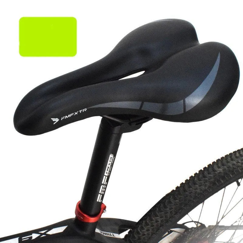 Bicycle saddle hollow cushion with PU leather cover and L clamp ring for mounting.