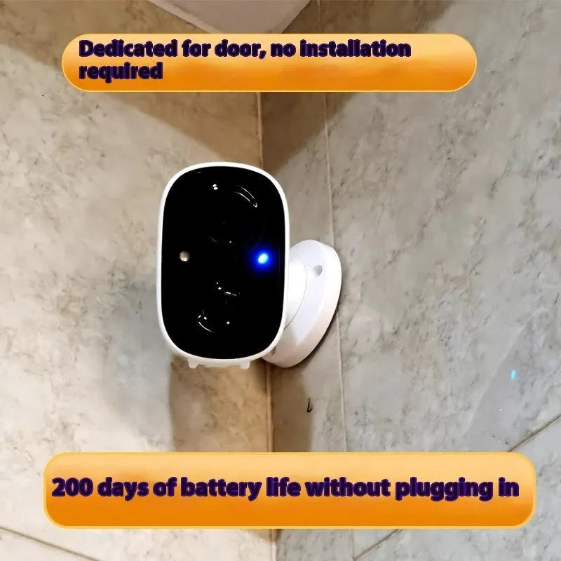Wireless battery-powered indoor surveillance camera with 1.2-inch ball design and self-contained bracket