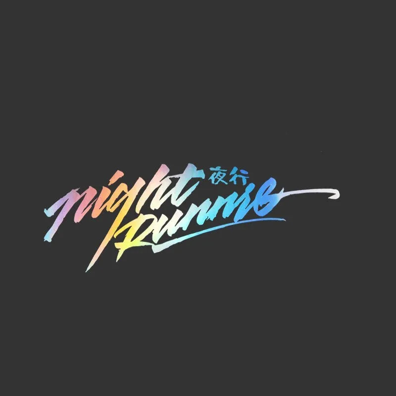 Nightwalker Car Decal reflective rear windshield sticker for vehicles in black, colourful or pink colours