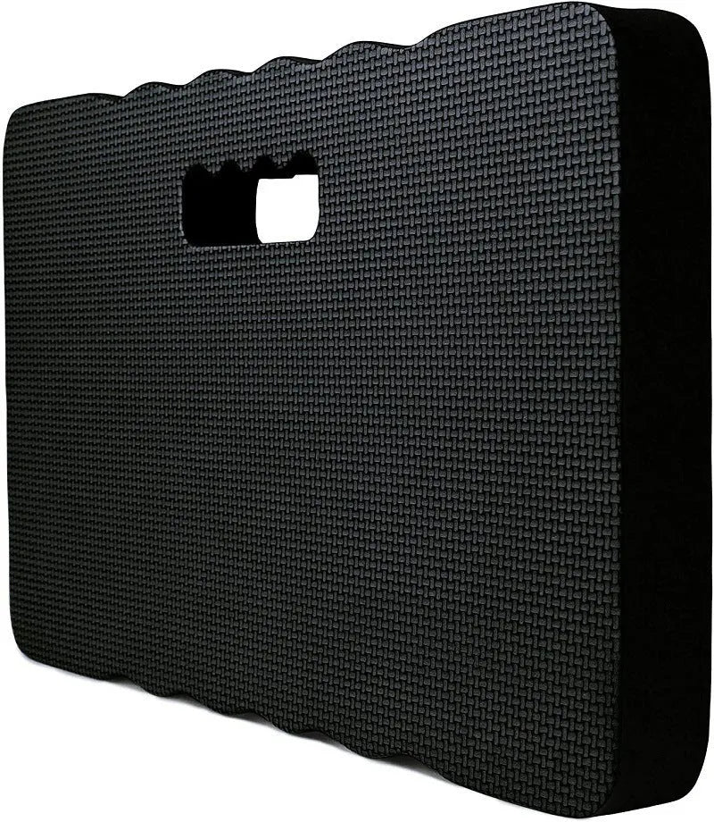 Blue plastic garden kneeler and seat mat with thick foam cushion for outdoor use.