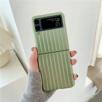 Ultra-thin solid colour flip phone case for Samsung Z Flip3 in black, shown open.