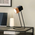 7W LED desk lamp with rubber wood and iron art body, rotary and button switch, eye protection and anti-myopia functions.