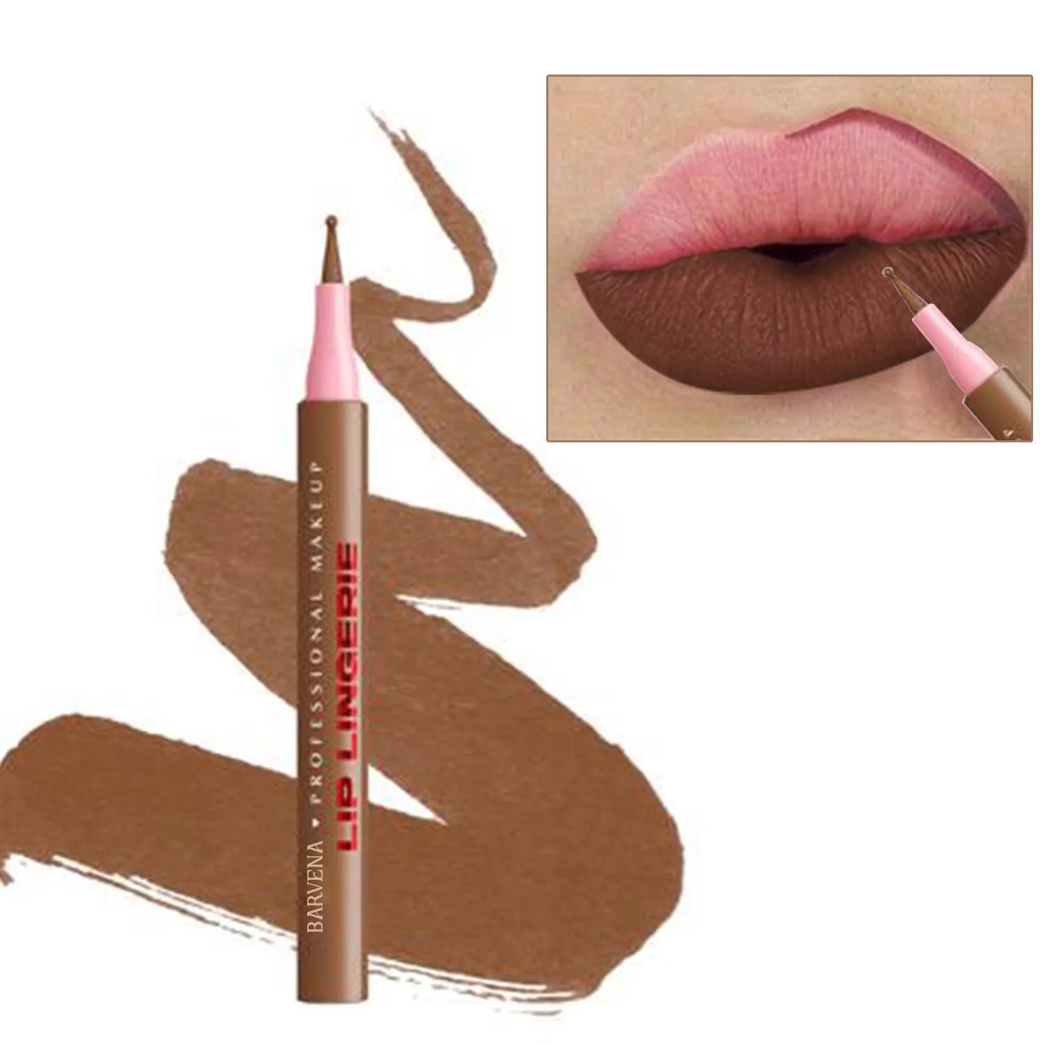Matte lip liner pencil with 12 colour options showing defined lip outline