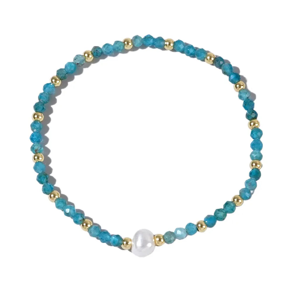 Natural stone geometric bracelet with elliptical elements showing colour variations BB24071801A to O