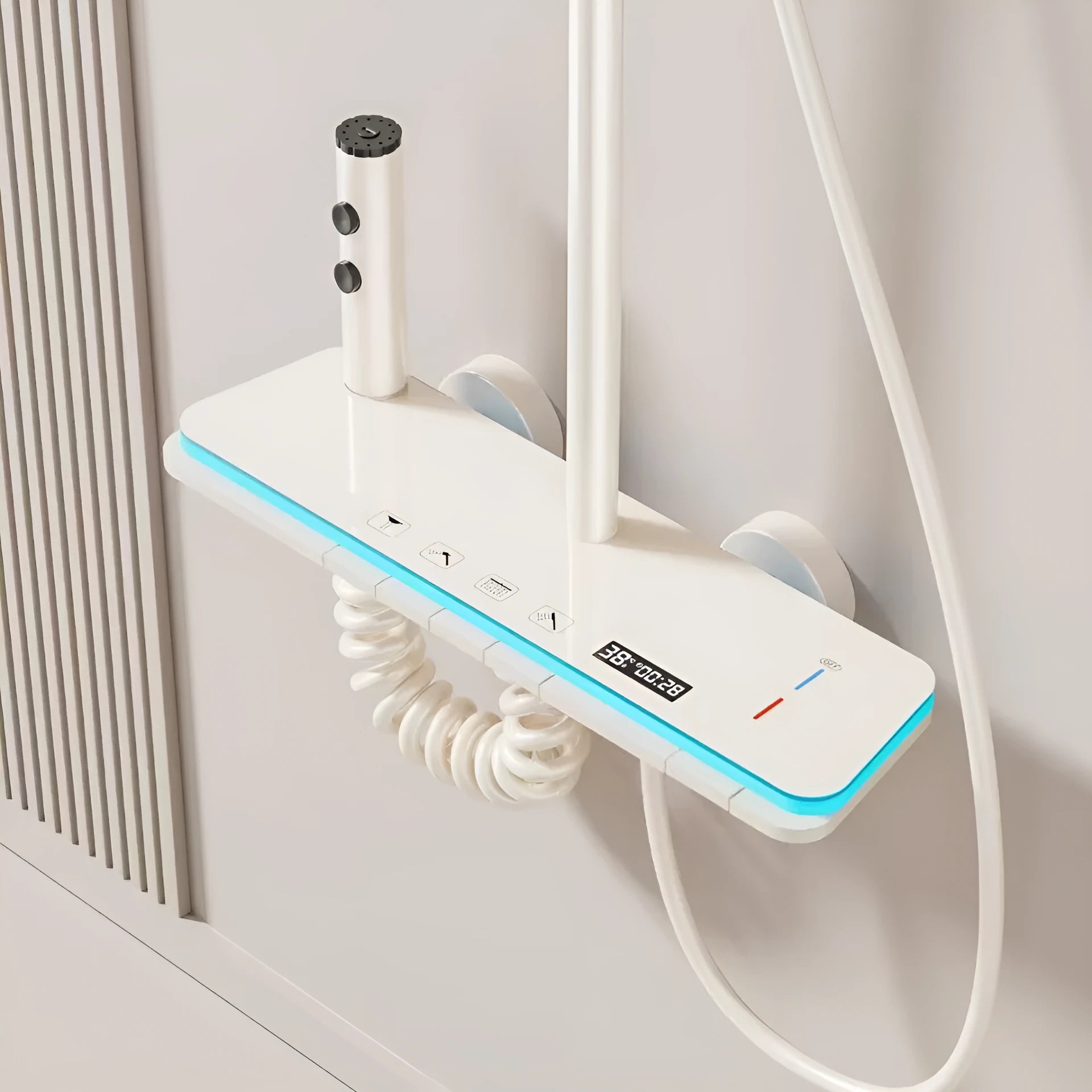 Digital display thermostatic shower head set with aluminium finish in concealed installation