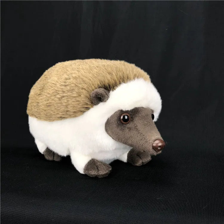 Brown simulation animal plush hedgehog toy 24cm tall on white background