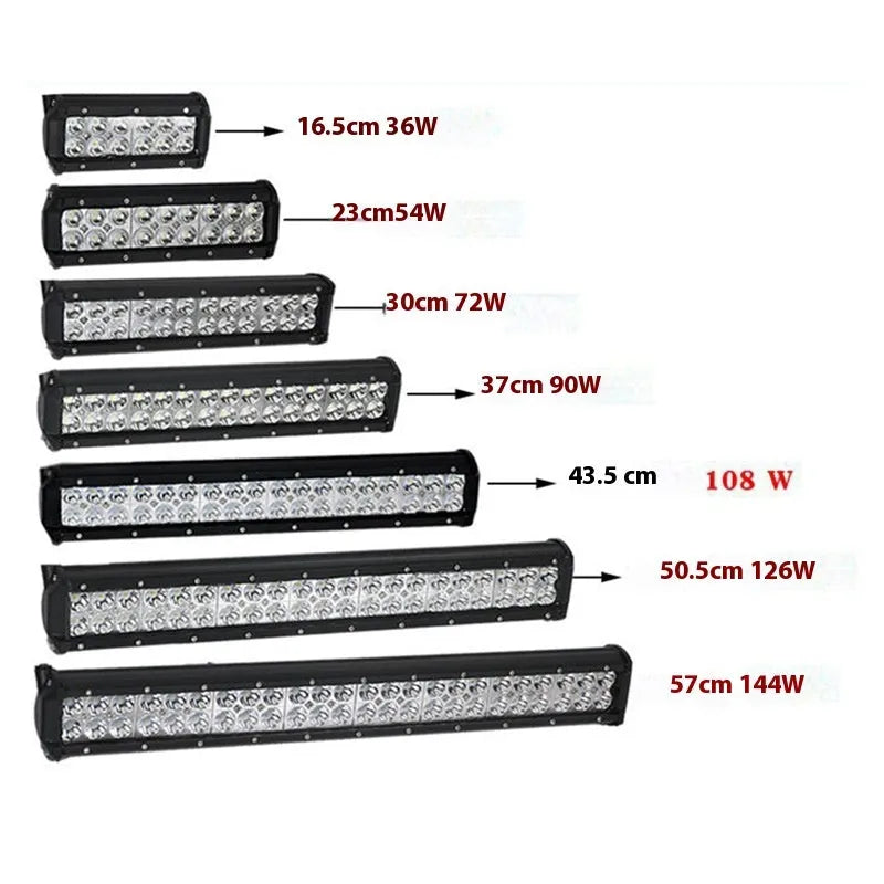 126W double row LED strip light bar with aluminium alloy body for off-road vehicle and agricultural machinery