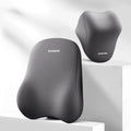 High-grade automotive headrest lumbar support pillow set in memory foam with polyester cover, Y-black colour option on a car seat
