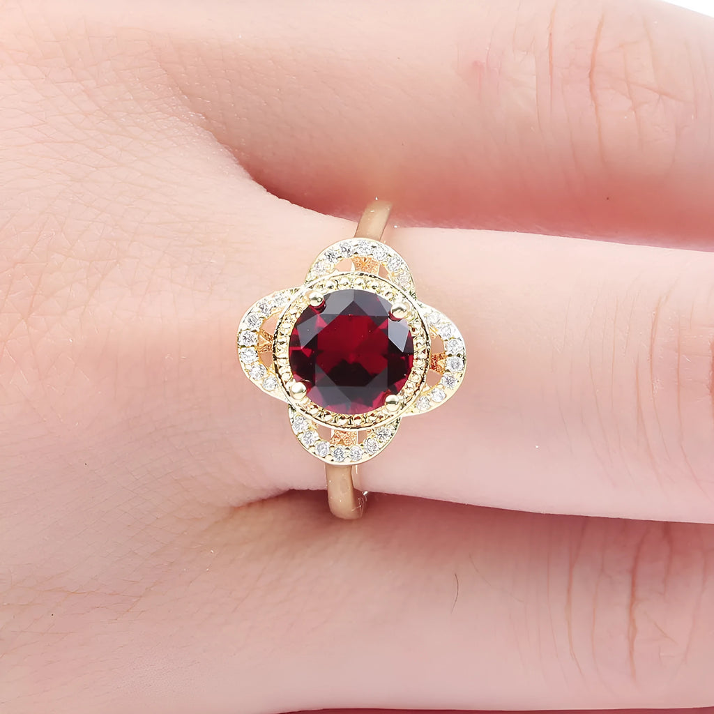 Copper fruit-shaped ring with inlaid zircon stones in 1061395 colour.