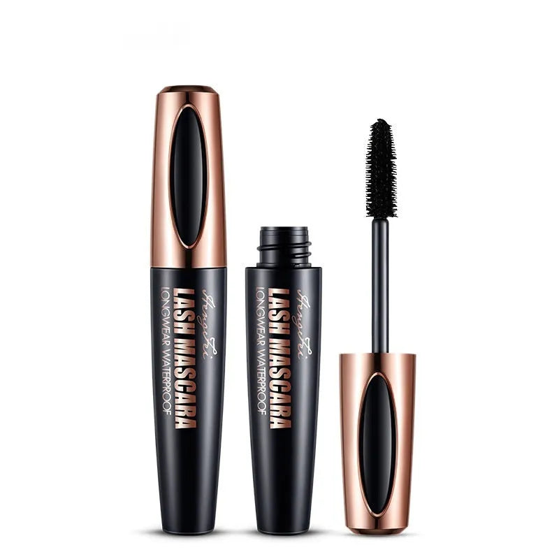 Black waterproof mascara tube creating thick, long curled lashes with sweat and smudge resistance