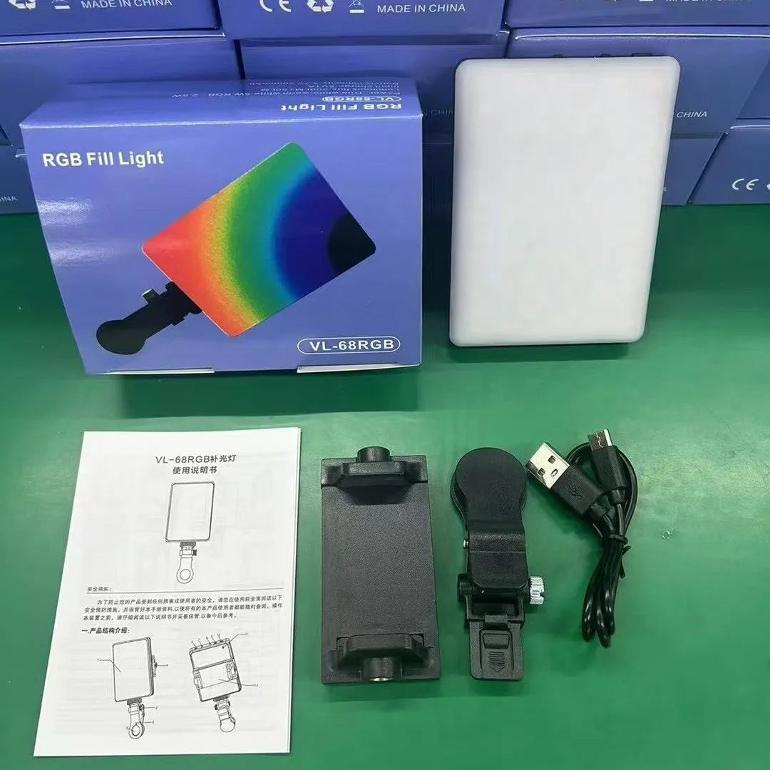 Pocket LED fill light with mobile phone clip attachment for portable photo shooting